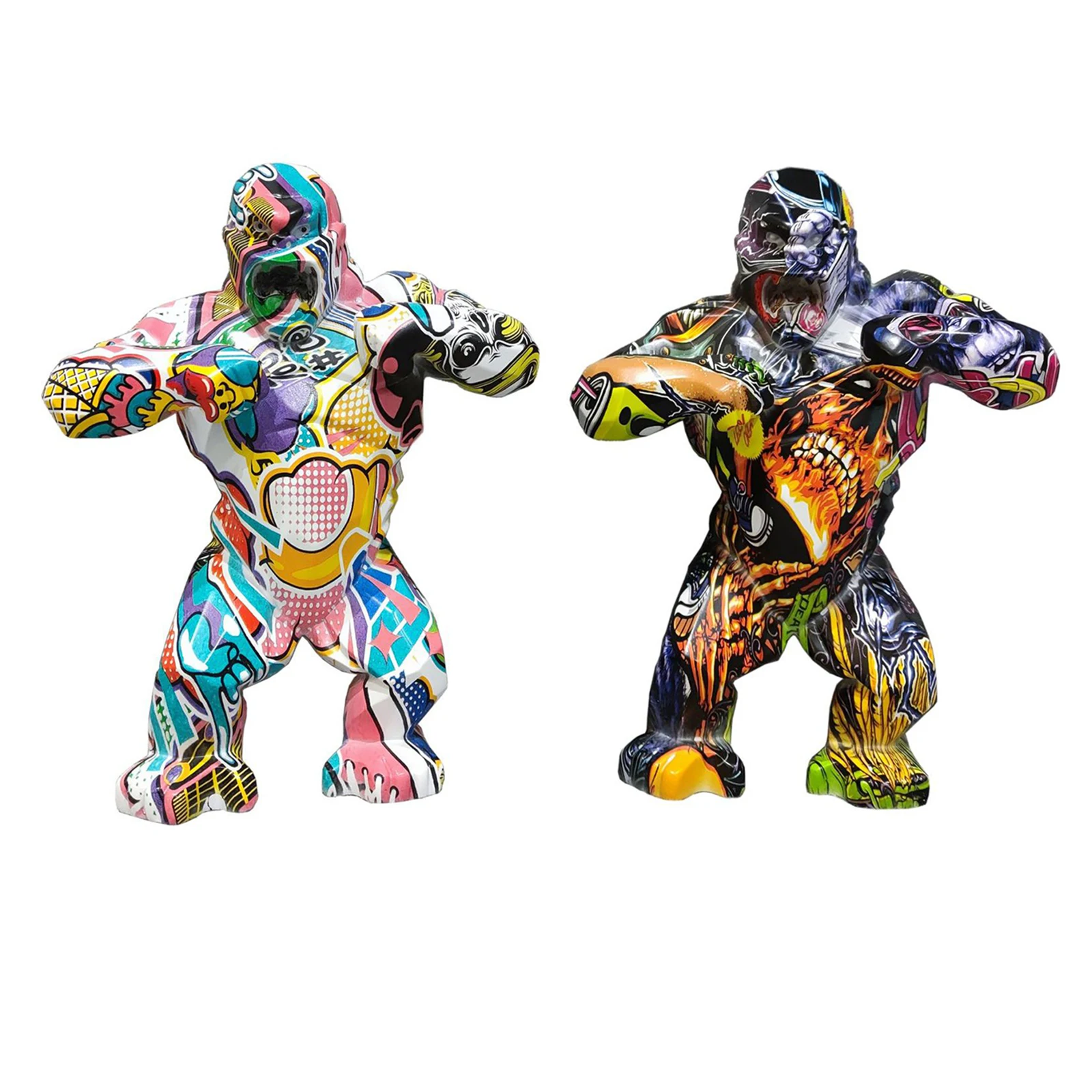 

Graffiti Gorilla Sculpture Animal Statue Creative Artwork Figurine Decor