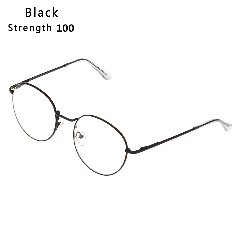 Black-Myopia 1.0 Винтажные металлические круглые очки для чтения, ультра светильник, очки для близорукости, Классические близорукие очки, диоптрия-1-1,5-2-2,5-3-3,5-4 - Цвет оправы: Black-Myopia 1.0