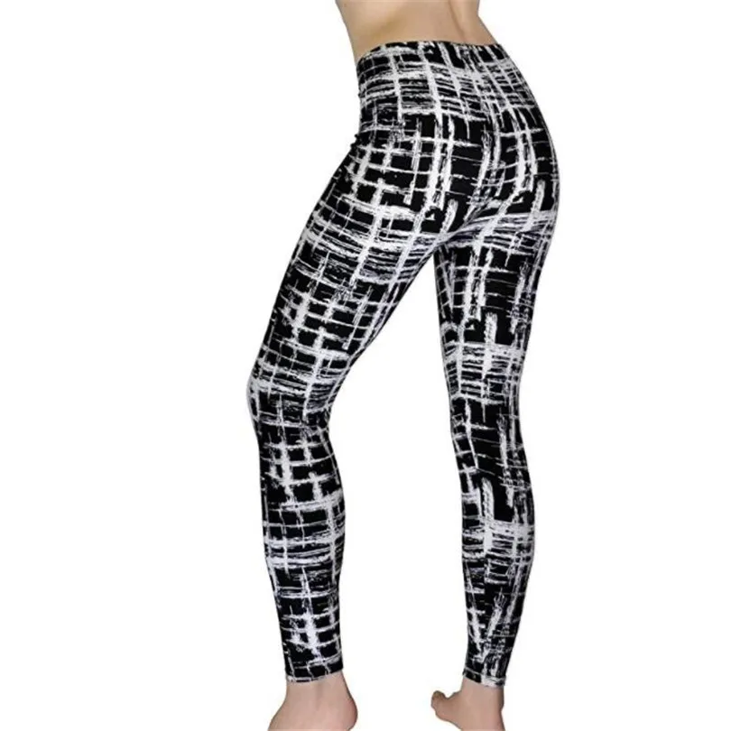 

YRRETY Women Black And White Striped Leggings Stretchy Plaid Houndstooth Print Pencil Pants Autumn Push Up Fitness Sexy Trousers