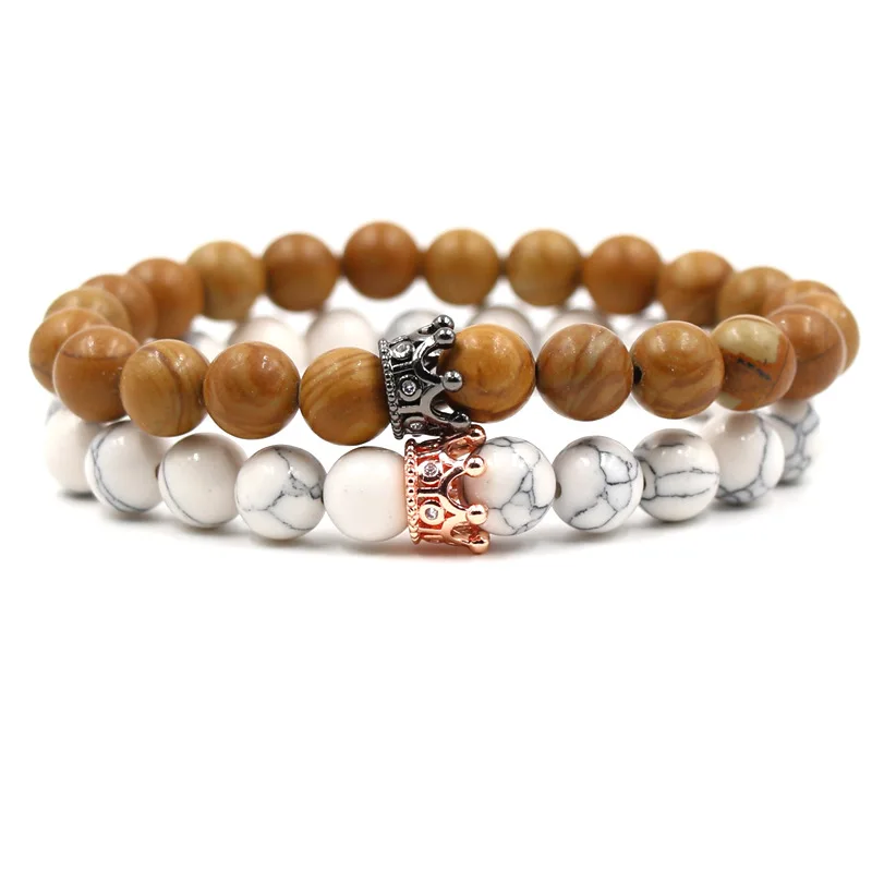 Двойной зеленый белый браслет из натурального камня женские ювелирные изделия