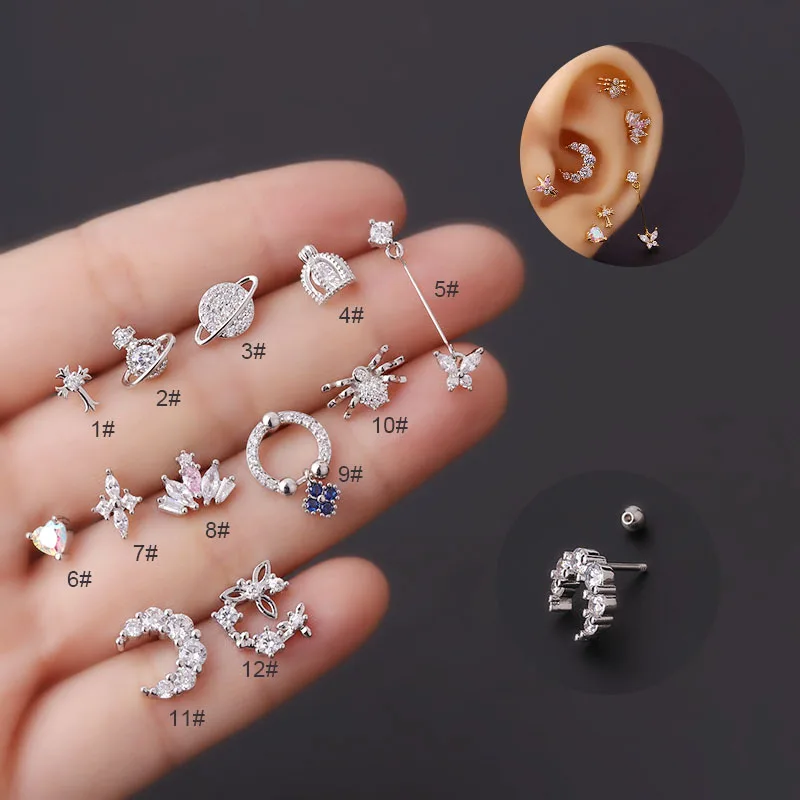 

1PC 20G Ear Tragus Cartilage Piercing Crystal Flower Conch Lobe Earrings Barbell Piercing Orelha Ear Stud Helix Sexy Jewelry