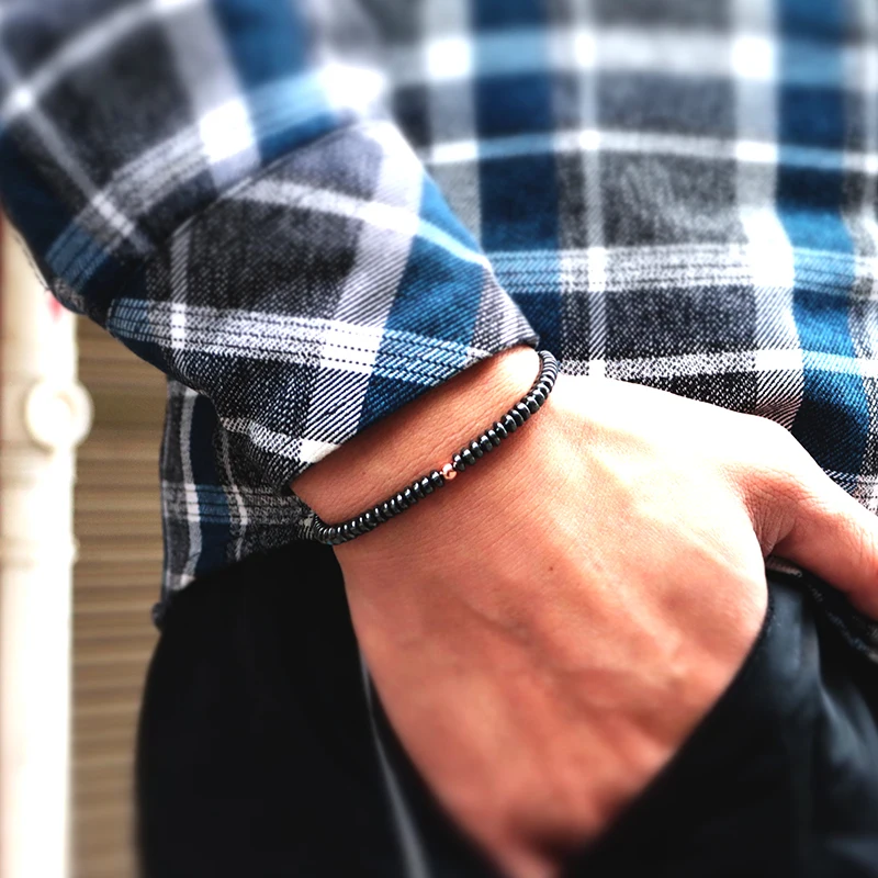 2021 модный браслет с бусинами для мужчин Натурального Гематита камень Braclets 4 мм