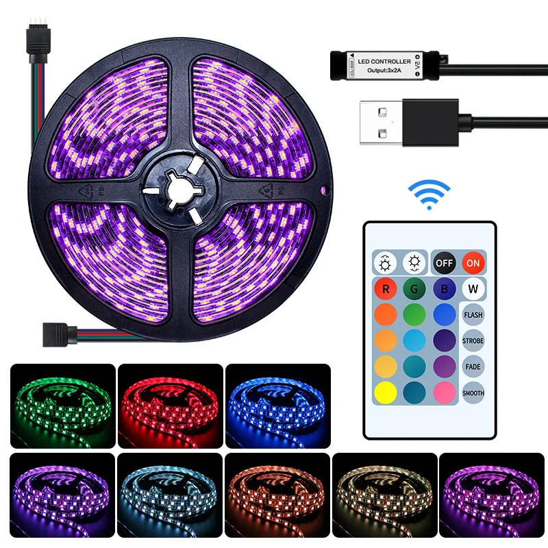 Цветная (RGB) 5V Светодиодные ленты USB 50 см-5 м Водонепроницаемый ПК светильник RGB