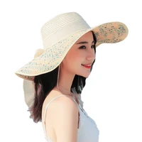 summer female sun hats women colorful big brim straw hat bow floppy wide brim beach cap lady uv protected hat big size 58 60cm