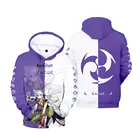 2021 г., костюм для косплея Genshin Impact, толстовки для мужчин, пуловер с капюшоном и 3D-принтом в стиле аниме для женщин, свитшот, спортивная одежда для мальчиков и девочек, топы