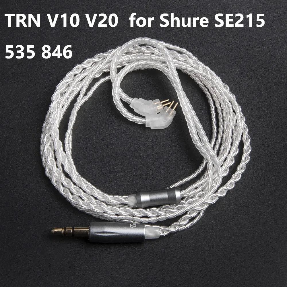 Высококачественный посеребренный кабель для наушников TRN V10 V20 3 5 мм 0 75 78 MMCX