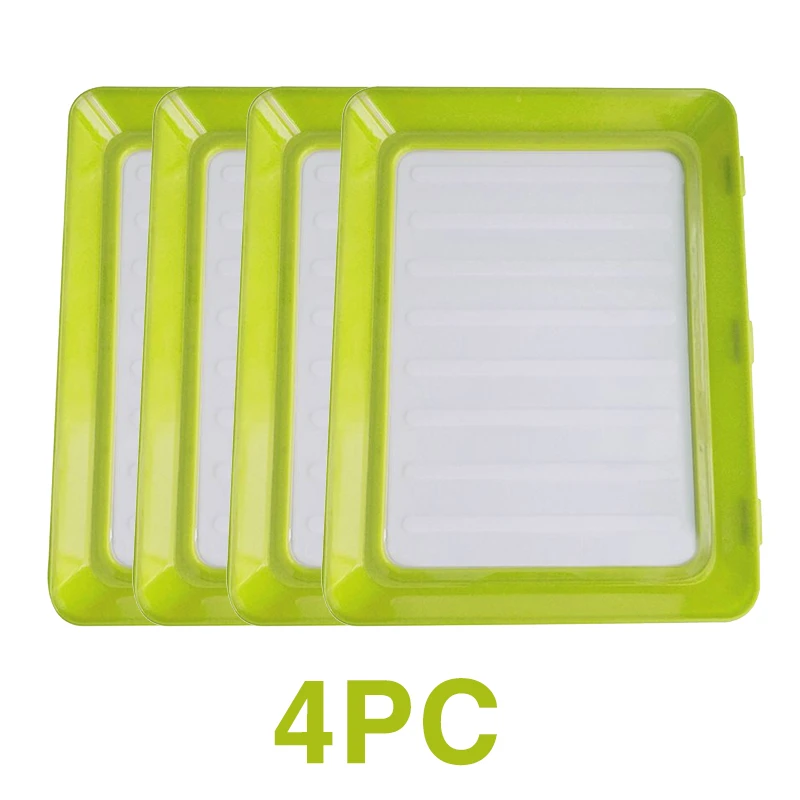 4PCS 6 шт., лоток, креативный пластиковый лоток для хранения пищи, кухонные предметы, контейнер для хранения продуктов, набор, контейнер для хранения продуктов, свежий чехол для микроволновой печи - Цвет: 4PCS