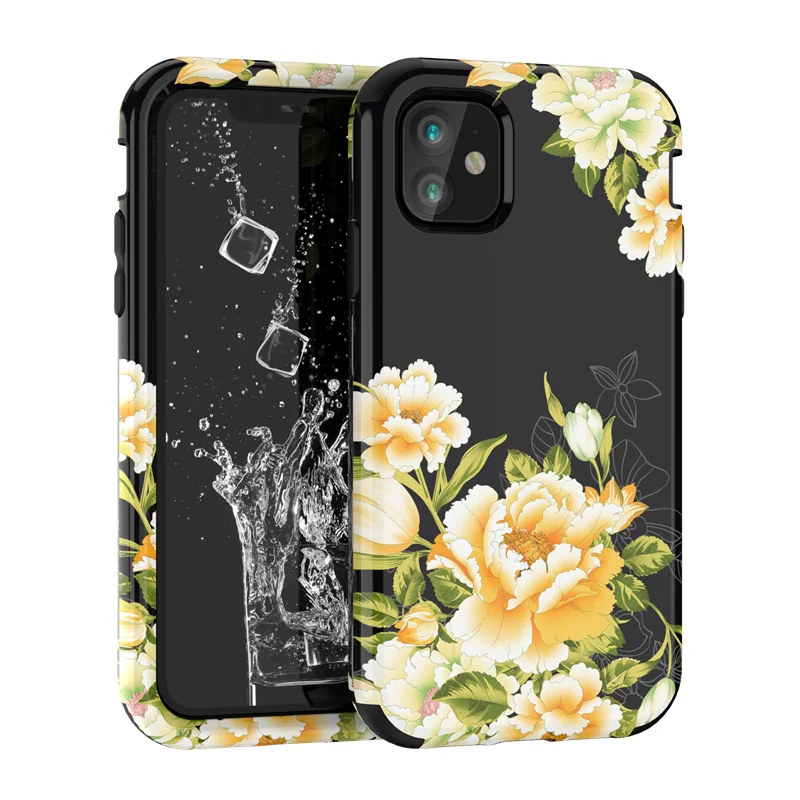 Роскошный чехол 3 в 1 для iPhone 11 12 pro Max 7 8 6 6s Plus X Xs max XR жесткий телефона с цветком ПК
