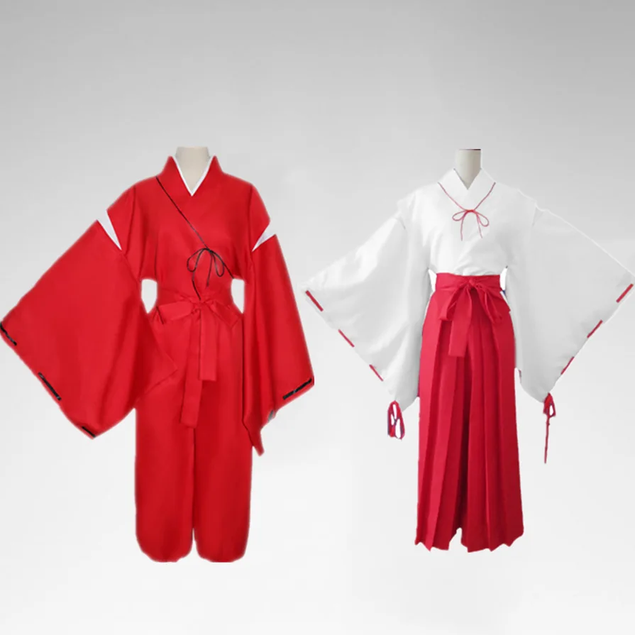 

2021 New Inuyasha Cosplay Costume Kikyo Kimono Full Set Inuyasha Halloween Accessories Ear Necklace Nails Socks