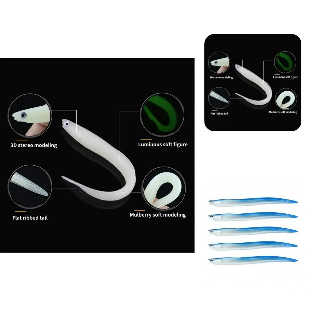 

5Pcs Soft Bait Premium Good Toughness Eel Bait Reusable Attractive Fishing Bait