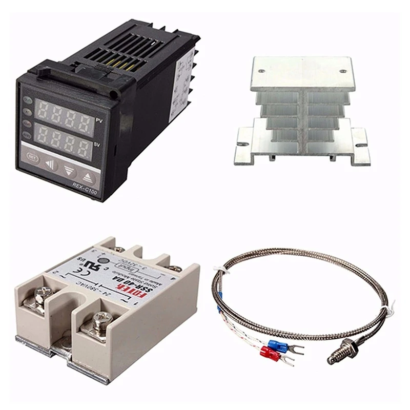 

Цифровой регулятор температуры 220 в PID REX-C100 + max.40A SSR + K термопара, набор ПИД-контроллера + радиатор