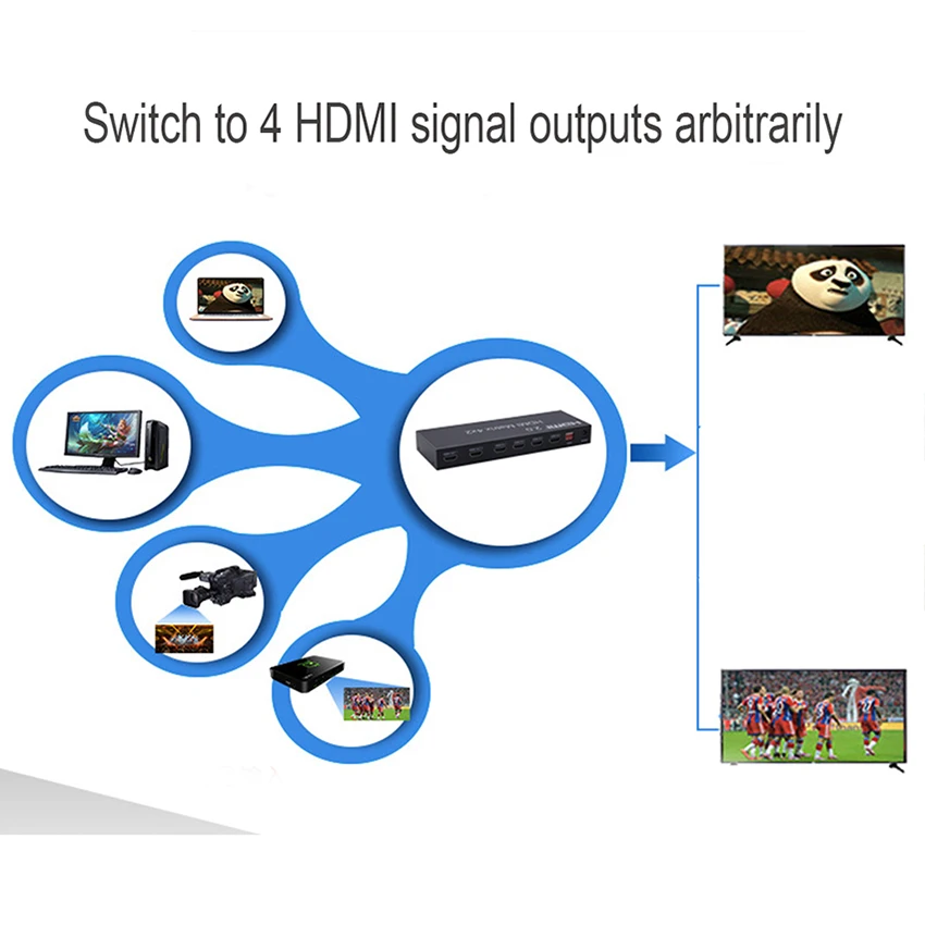 Матрица OUIO HDMI 2 0 4x2 4K @ 60 Гц HDR переключатель сплиттер 4 в выхода оптический SPDIF + 3 5 мм