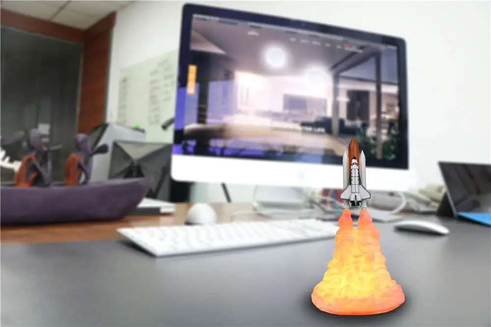 New Dropshipping Space Shuttle USB Touch Lamp and Moon lamps In Night Light By 3D Print for Space Lovers Rocket Lamps