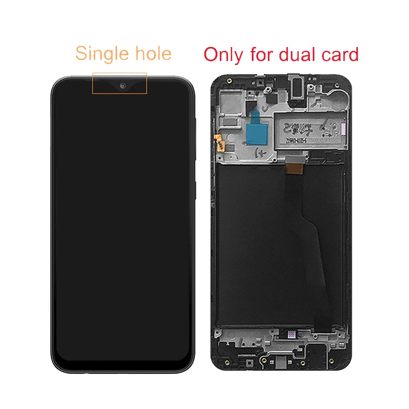 Dual Card WithFrame 6,2 ''ЖК-дисплей для samsung Galaxy A10 A105 A105F SM-A105F ЖК-кодирующий преобразователь сенсорного экрана в сборе Замена - Цвет: Dual Card WithFrame