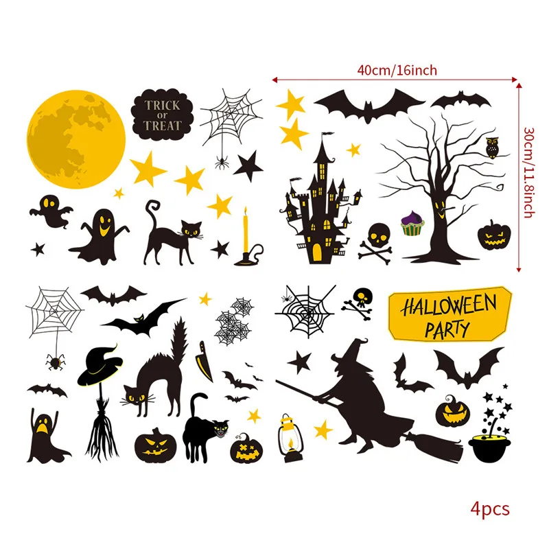 

Cute Castle Shadow Halloween Party Wall Stickers for Living Room Window Kids Bedroom DIY PVC Decal Home Decor TV Background