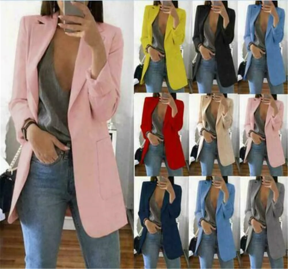 

Для женщин; Большие размеры весна блейзер верхняя одежда Slim Fit Офис леди формальные кардиган, куртки деловое обычные осенний костюм пальто