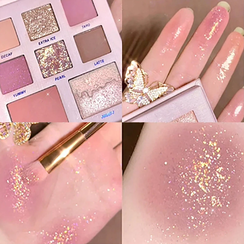 Милый молочный чай палитра теней для век водостойкая блестящая Бриллиантовая