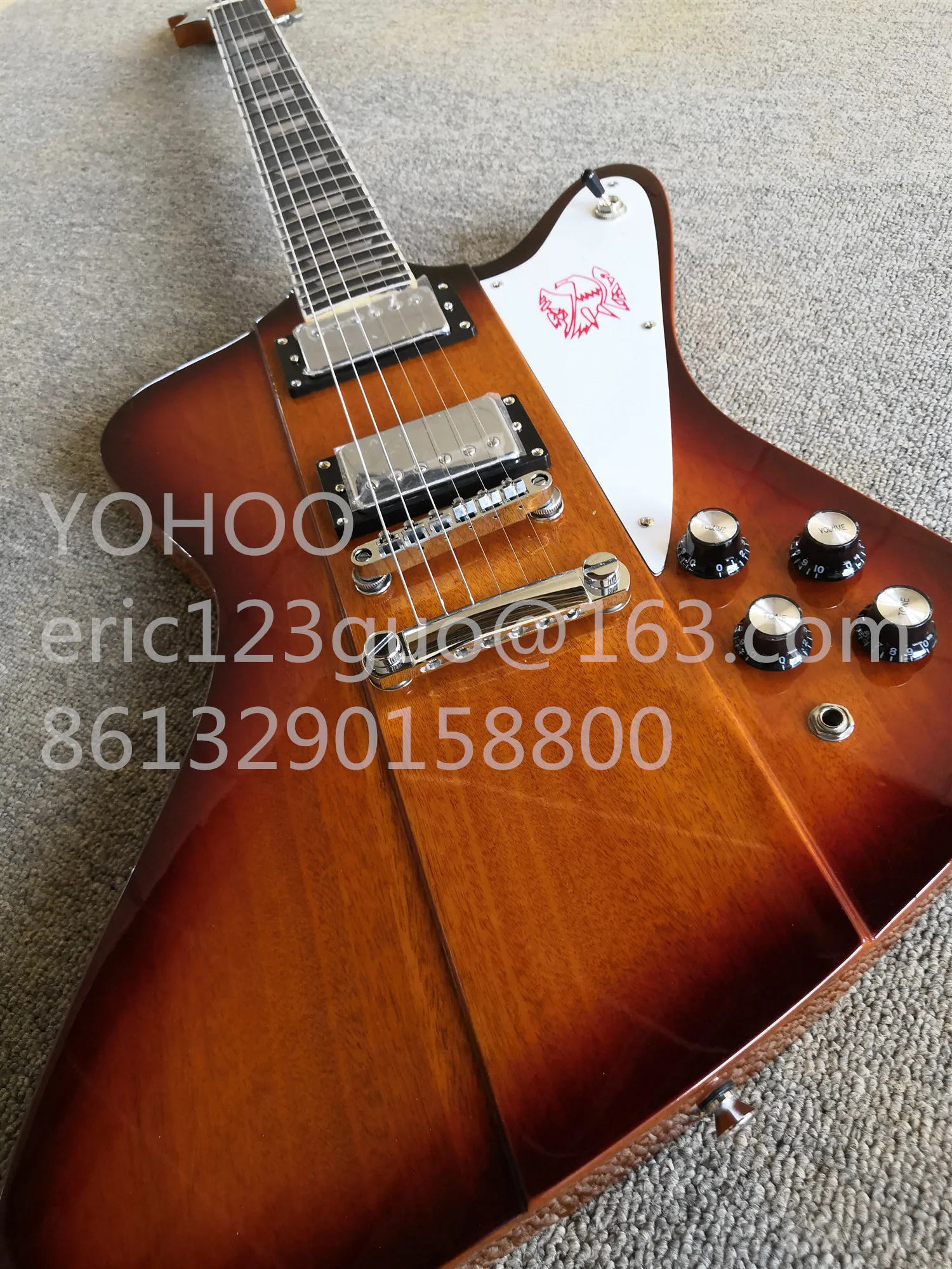 Пользовательские Sunburst жар птица электрогитара HH звукосниматели хром аппаратные