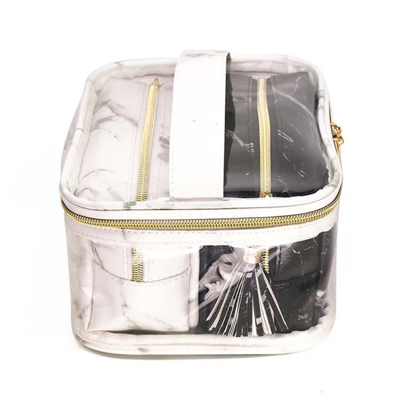 Прозрачные косметички из ПВХ и мрамора женские дорожные кисти для макияжа