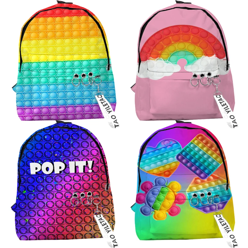 

Kids POP IT 3D Print Backpacks Boys Girls Cartoon Bookbags Students Kawaii School Bags Unisex Teens Knapsacks Children Bagpacks