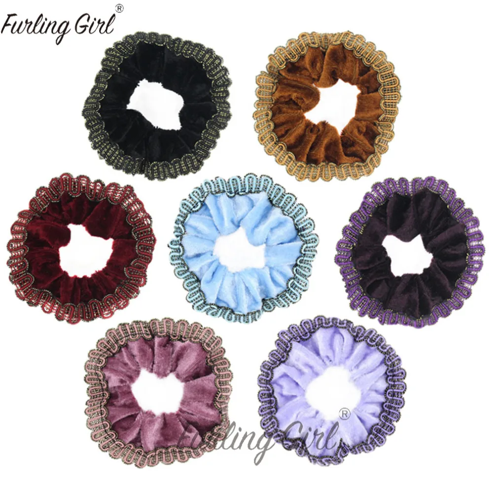 Бархатные резинки для волос Furling Girl 1 шт. золотистые спиральные эластичные
