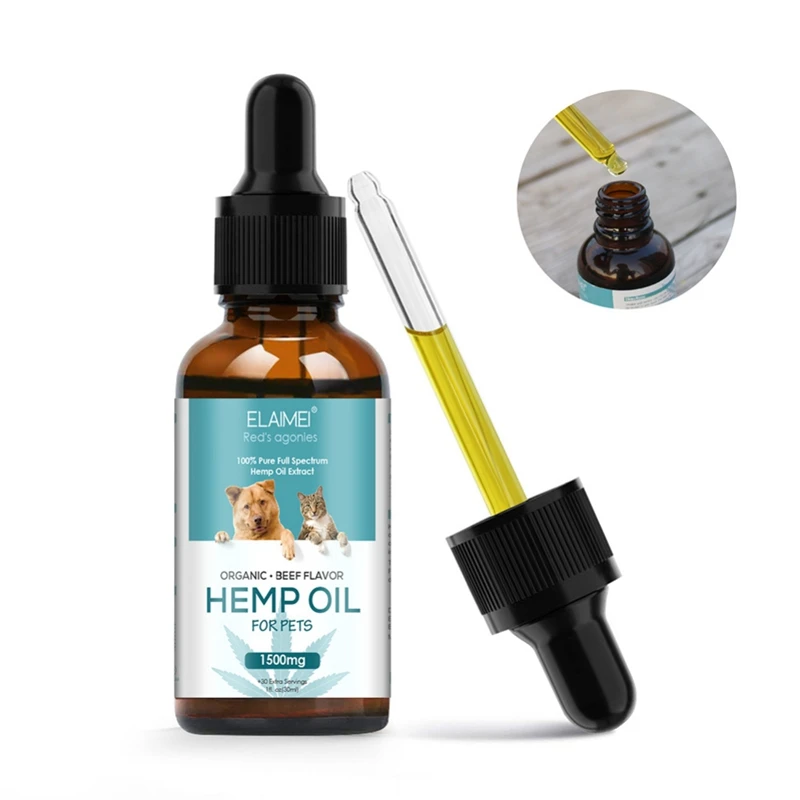 30ML Anxiety Relief Pain Joint Hip Support Strengthens Immunity Hemp Essential Oil for Dogs Natural Herbs Pet Health Care |