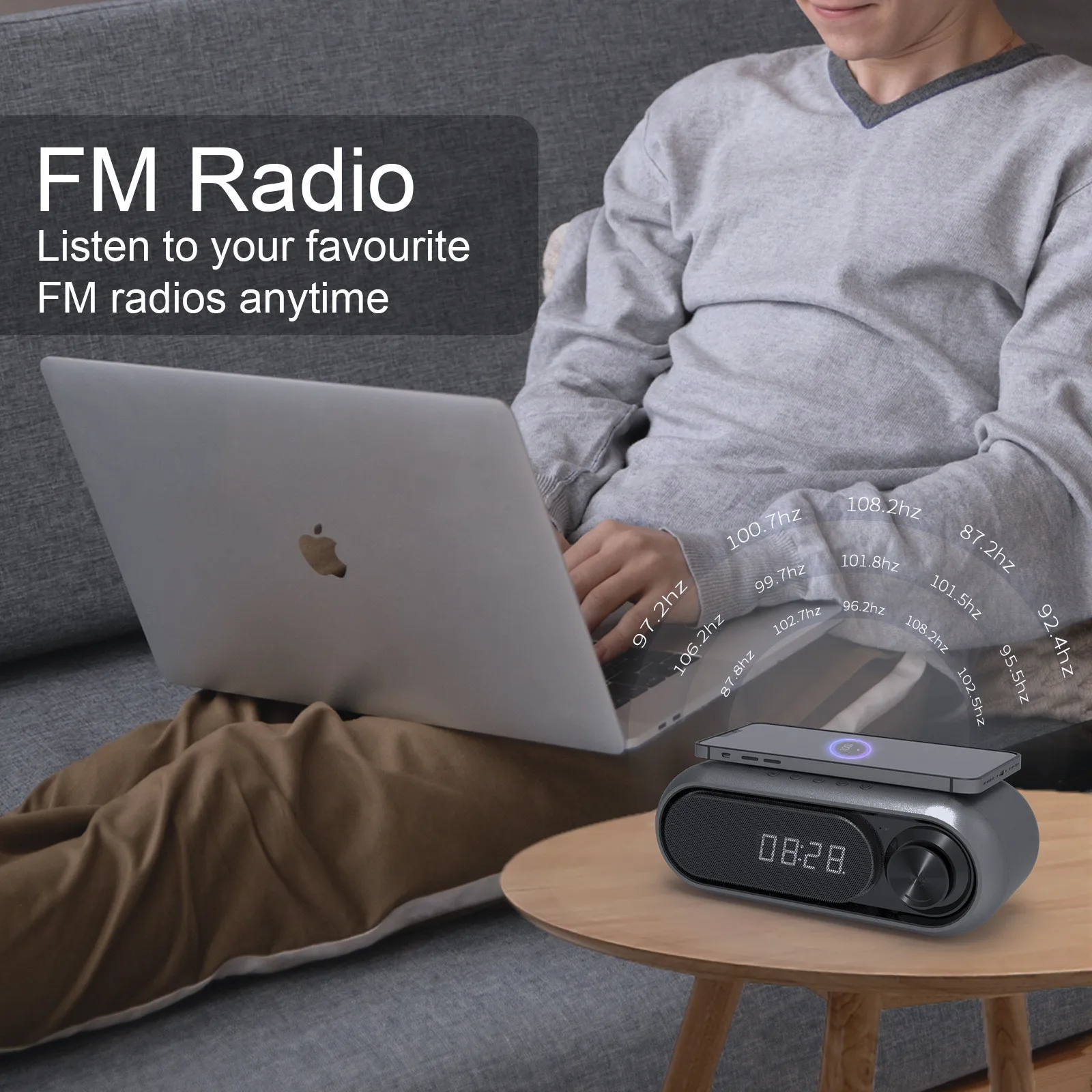 Новинка 2021 беспроводной Bluetooth-динамик светодиодный Будильник FM-радио TF-карта