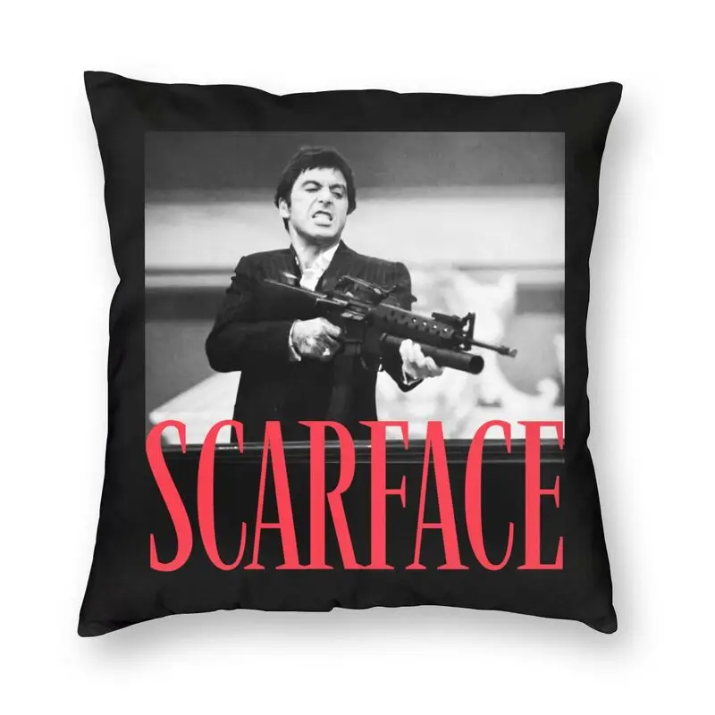 

Scarface Tony Montana Big Guns Square Pillowcover Decoration Pacino Gangster Movie Cushions Throw Pillow for Sofa Car Printing