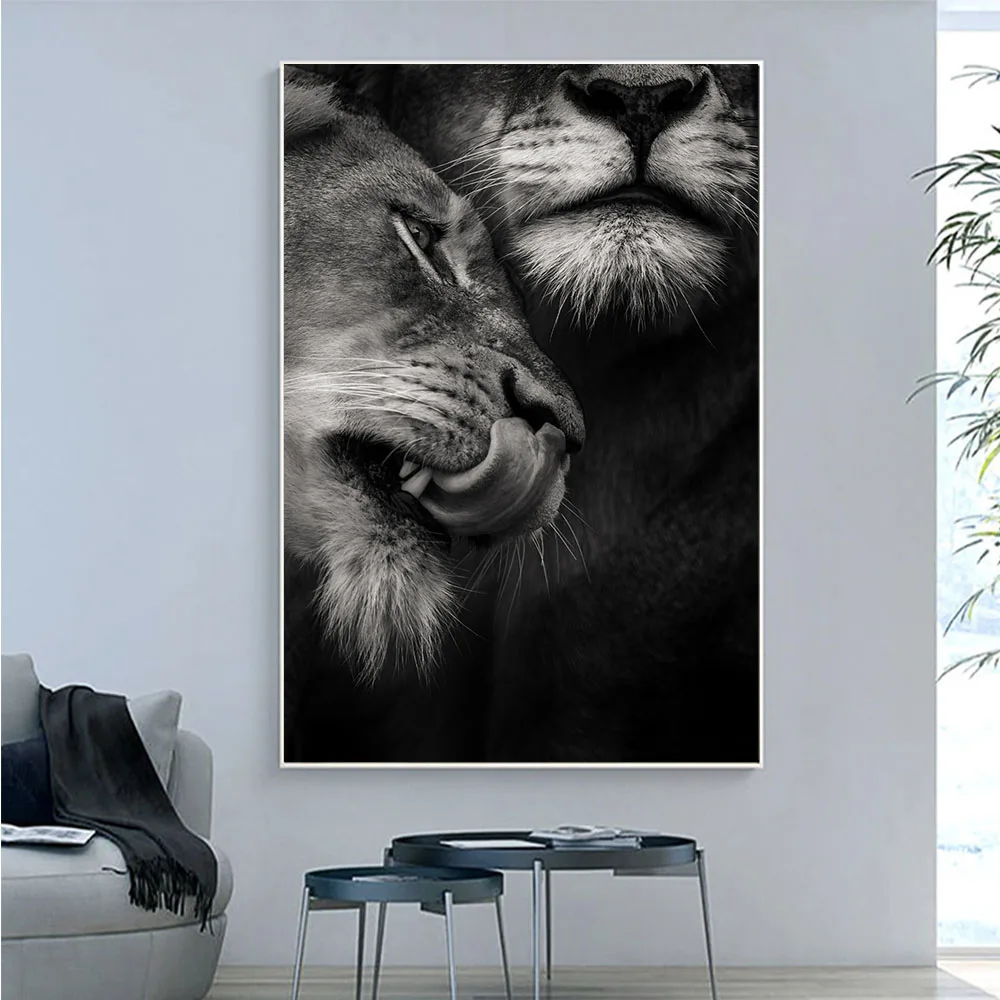 

Modern Africa Animal Pictures Black And White Lion Family Prints Canvas Paintings Wall Art Posters And Posters For Room Decor