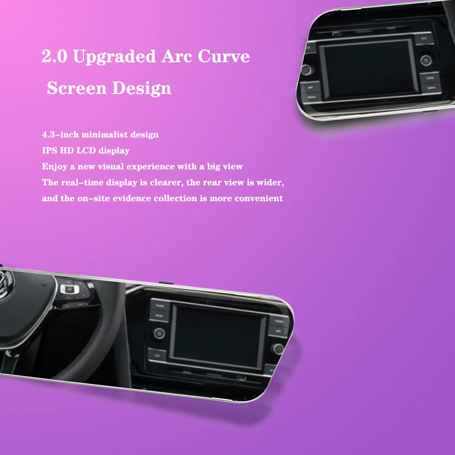 

1080P Blue Dual-lens Night Vision Car HD 24h Monitoring Car Rearview Mirror Driving Recorder With Reversing Image