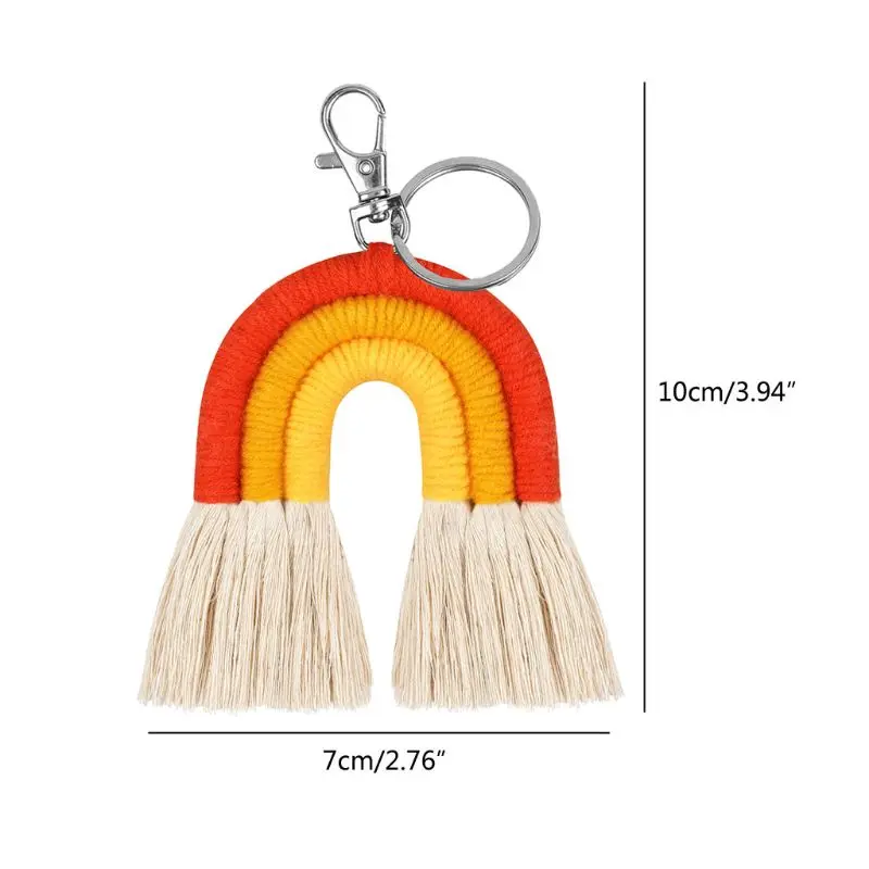 

Weaving Rainbow Keychains for Women Boho Handmade key Holder Keyring Macrame Bag Charm Car Hanging Jewelry Gifts