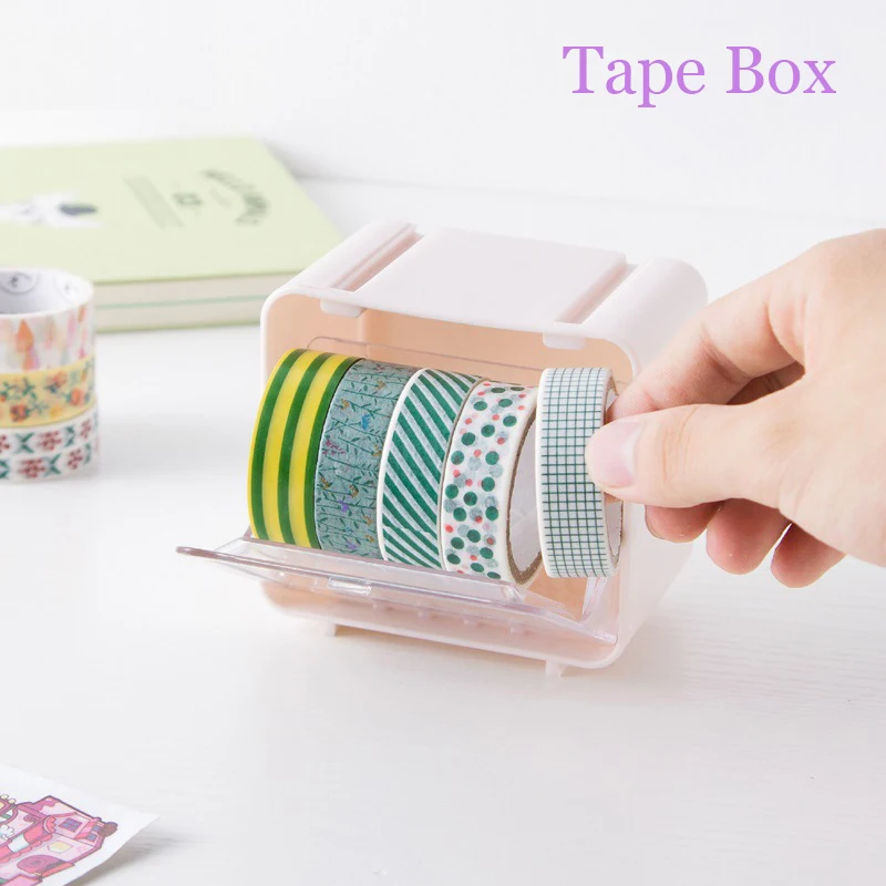 

12 Pcs Japanese Stationery Masking Tape Box Washi Tape Storage Organizer Desktop Tape Holder DIY Tools Office Supplies