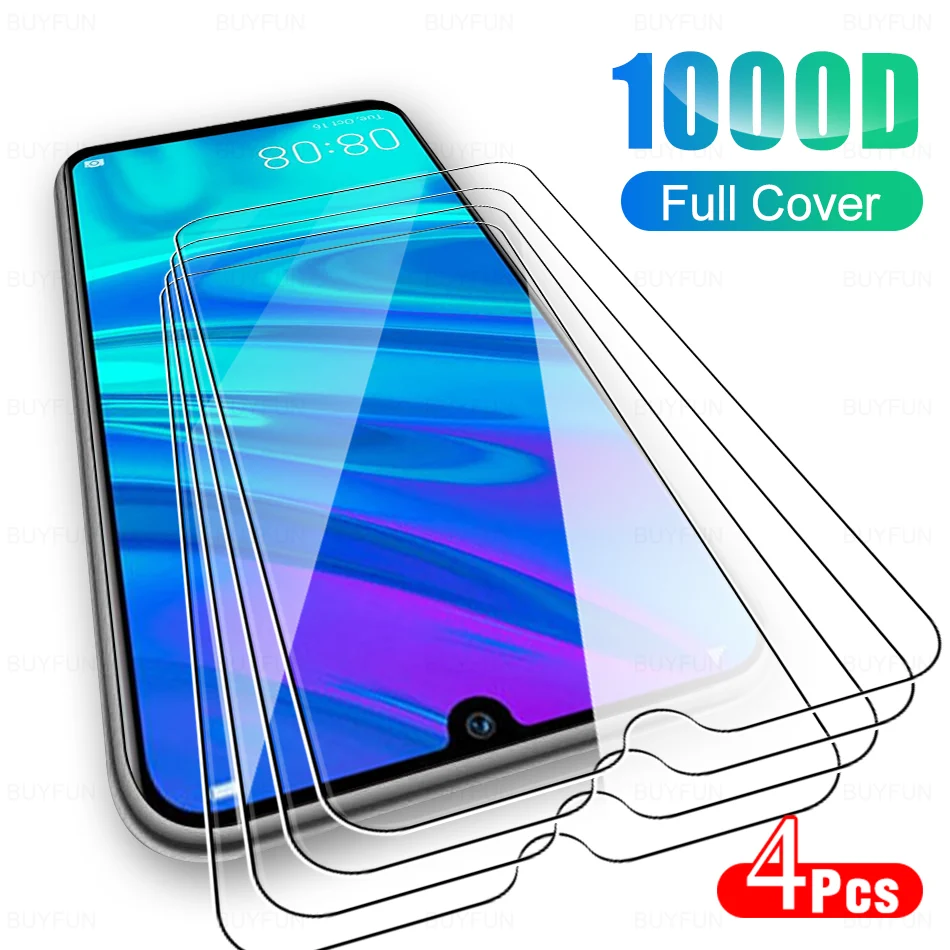 

4 шт. 1000D защитное закаленное стекло полное покрытие для Huawei P Smart Pro Plus 2019 защита экрана 9H Защитная пленка для мобильного телефона