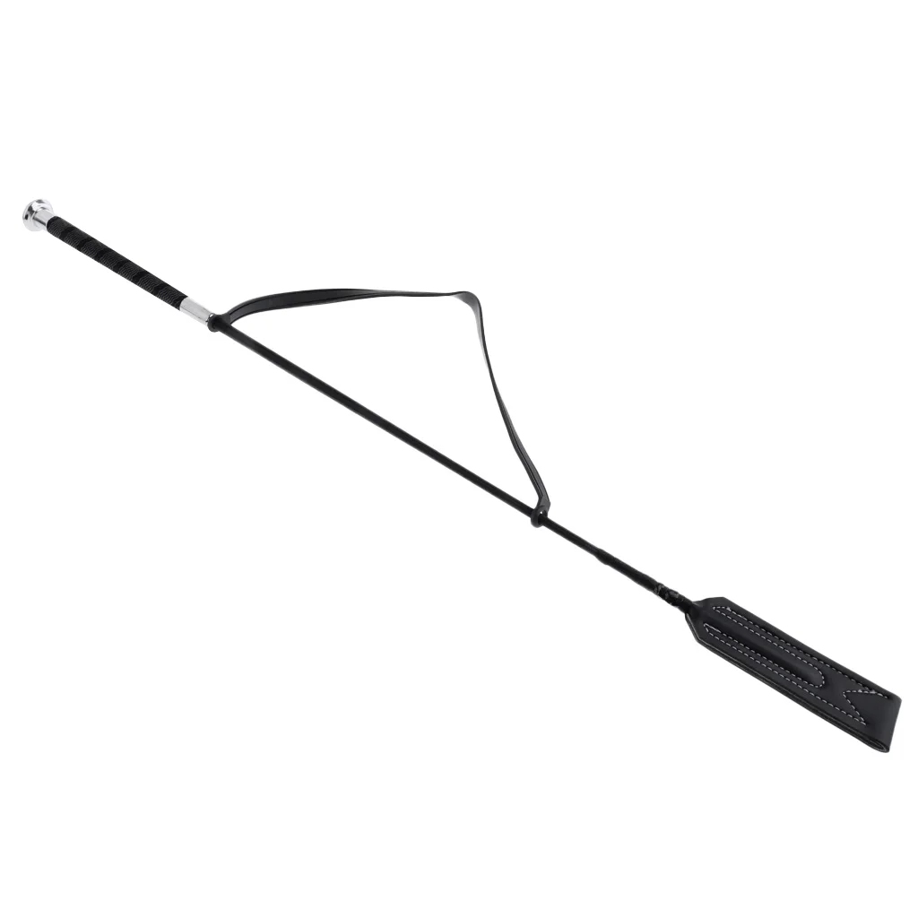 

Riding Crop with Leather Slapper and Fiberglass Shaft - Durable and Nonslip - Black Equestrian Jump Bat 25"