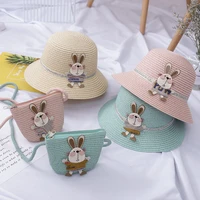 girls boys straw hats new childrens sun hats cute cartoon hats summer baby sun hats beach hat bags 2021