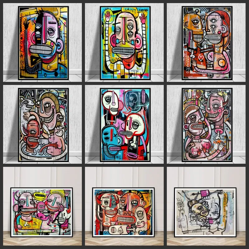 Художественная Абстрактная Картина на холсте с изображением граффити в уличном стиле, художественная картина на стену для гостиной, домашнее украшение на стену
