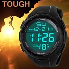 Часы мужские электронные, спортивные умные аналоговые цифровые светодиодные, водонепроницаемые, с таймером, в стиле милитари, 2021