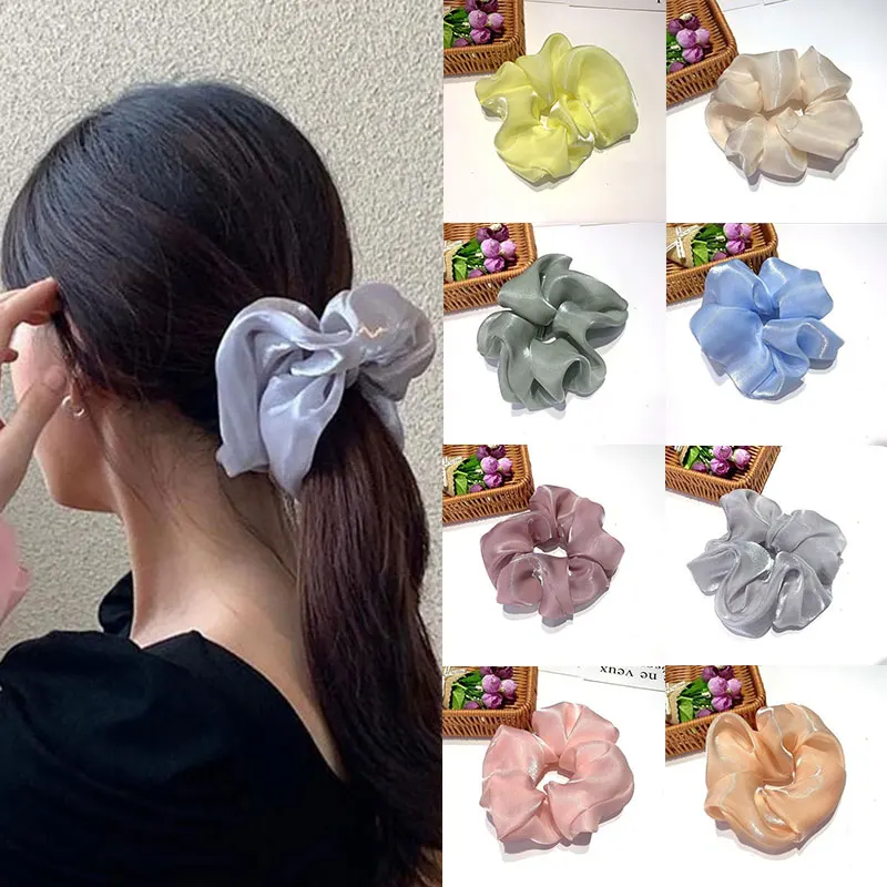 

Oversized Hair Scrunchies For Women Solid Satin Silk Scrunchie Hair Rubber Bands Elastic Hair Ties Accessories Ponytail Holder