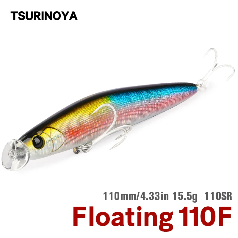 

TSURINOYA приманка для рыбалки DW81 HUNTER 110SR 110 мм 15,5 г верхняя вода плавающая искусственная мелкая дальность морской окунь воблер свимбейт