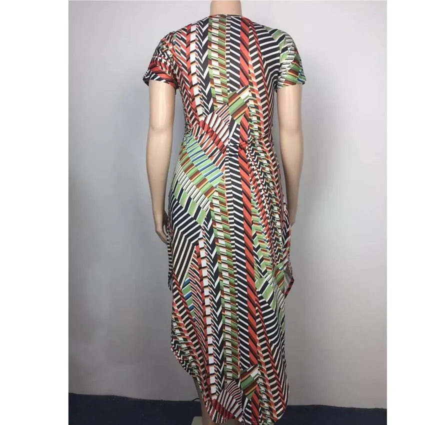 

Oversize Women Dress African Fashion Dashiki Kanga Clothing Geometric Print Irregular Hem Skirt Plus Size 5XL Long Maxi Robe