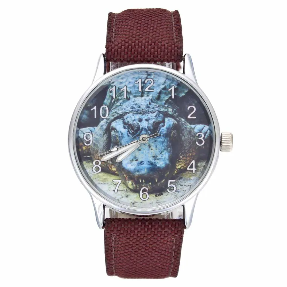

Alligator Animal Crocodile Gator Pattern Quartz Watch for Men Women Fashion Accessories Gift Canvas Band Sport Ladies Watches