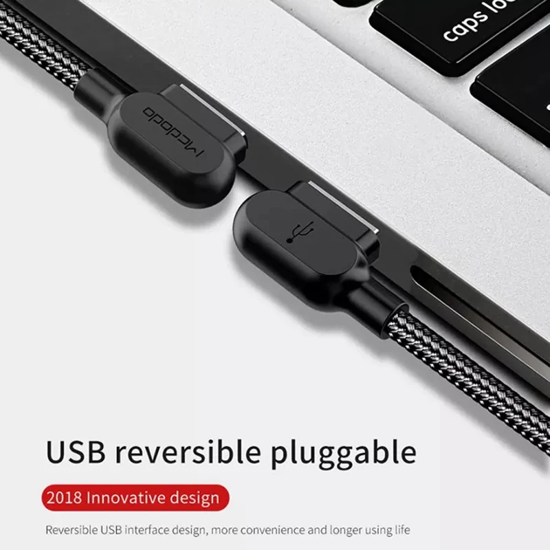 Mcdodo USB Cable iOS Fast Charging Data Cord For iPhone 12 11 Pro Max Xs 8 Macbook iPad 90 Degree Right Angle Phone Charge Line | Мобильные