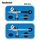 Аэрограф Двойного действия с коробкой Nasedal, 0,3 мм, 7 куб. См, Гравитационный распылитель, воздушный шланг для дизайна тортов, маникюра, распыления краски, хобби