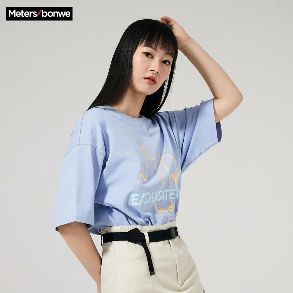 Metersbonwe 2020 летняя новая хлопковая футболка свободная женская оверсайз