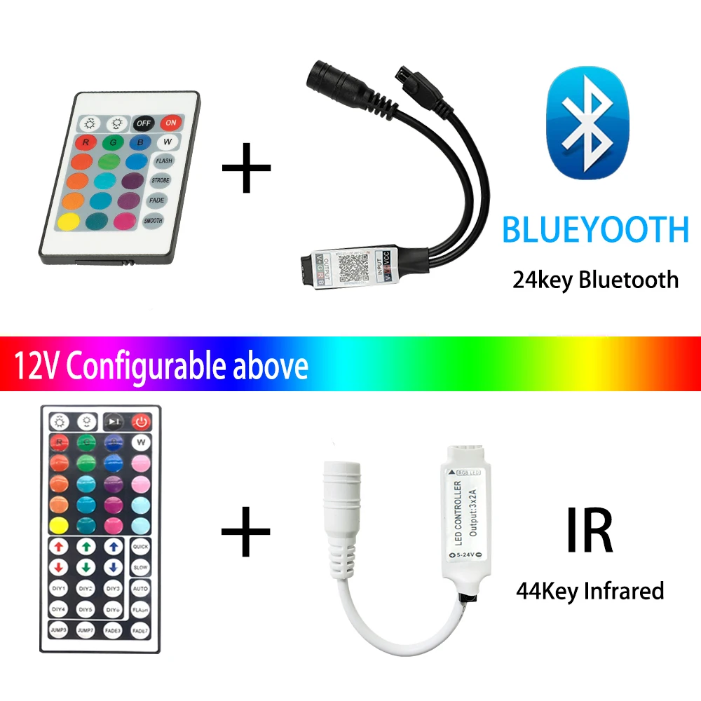 Светодиодные ленты света SMD 5050 приложение контроллер Bluetooth DC 5V 12V RGB 0 5 M