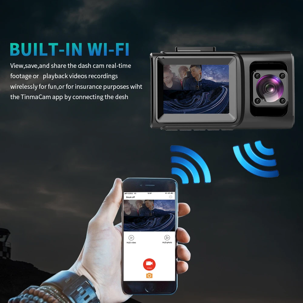Видеорегистратор Maiyue star 4K HD Wi Fi GPS1080P с двумя передними и задними