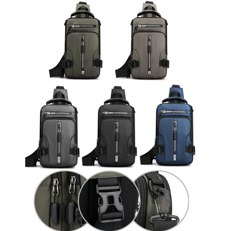 

Men Nylon 4 Uses Backpack Rucksack Cross Body Shoulder Bag with USB Charging Port Male Messenger Chest Bag Daypack Knapsack
