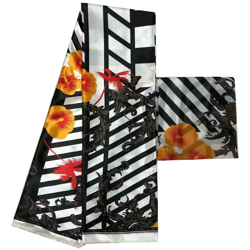 

Best quality digital printed wax design african satin soft fabric african wax pattern satin silk fabric for wedding dress newest