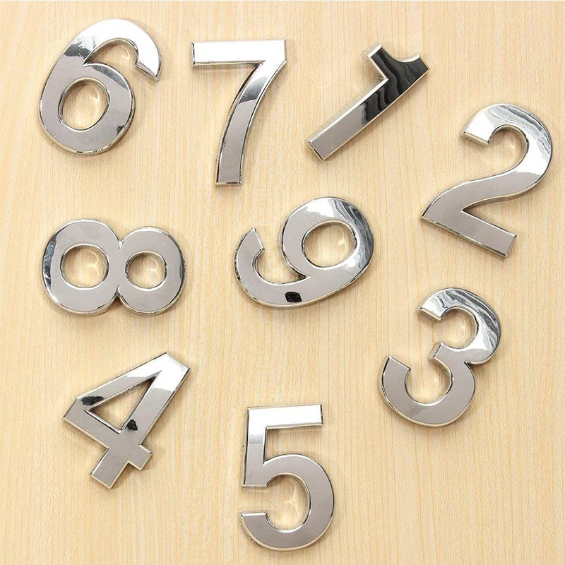 3D Digits 0-9 House Number Sign Self Adhesive Address Digit Sticker Plate Numeral Door Plaque for Home Hotel Decor | Строительство и