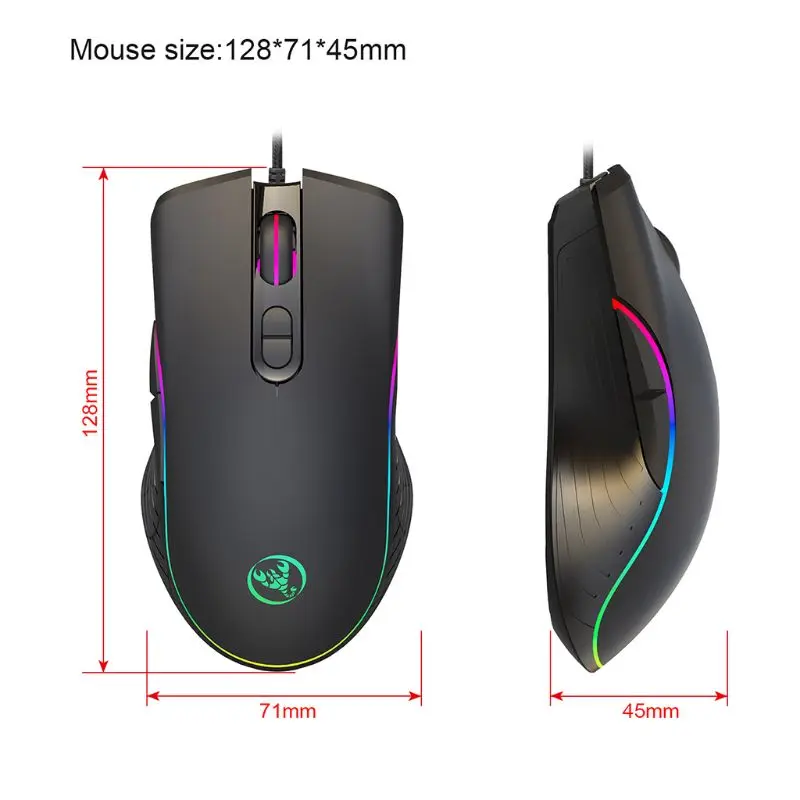 

A867 Gaming Mouse 7 Buttons 6400Dpi Optical USB Wired Desktop Mice RGB Backlit Mice for PC Computer Laptop Gamers